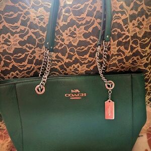 Coach Emerald Green Leather Tote